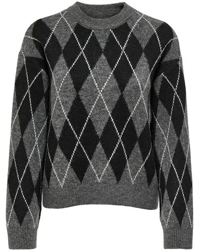 JDY - JDYBianka Argyle Pullover Strik - Dark Grey Melange
